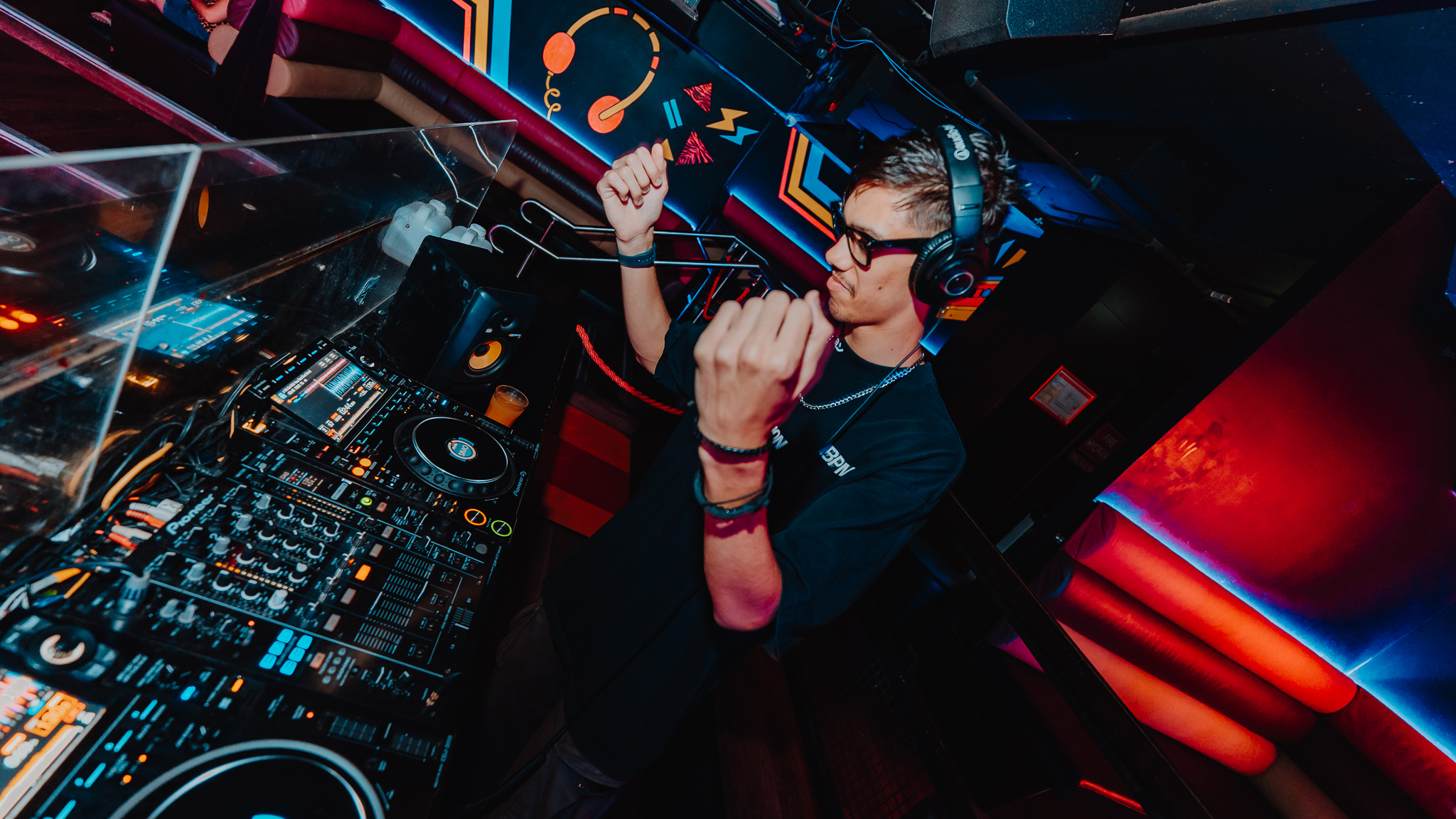 Standalone DJ at nightclub decks, Gold Coast